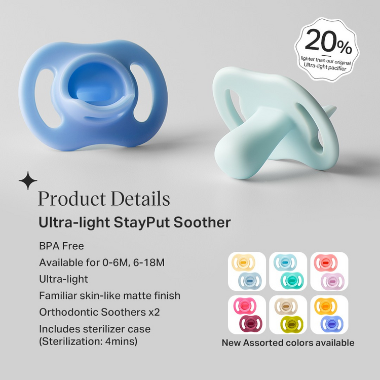Tommee Tippee Ultra Light Stay Put Silicone Soother 2Pcs/Pack (Assorted)