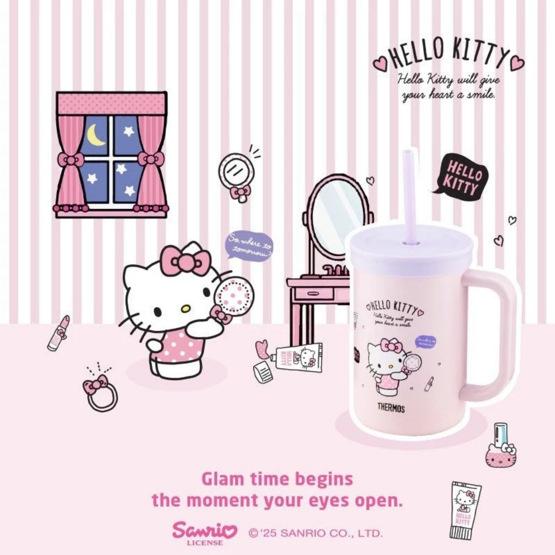 Hello Kitty サーモスカップ 600ml THERMOS 600ml Hello Kitty Insulated Mug with Straw [TKHA-600KT25