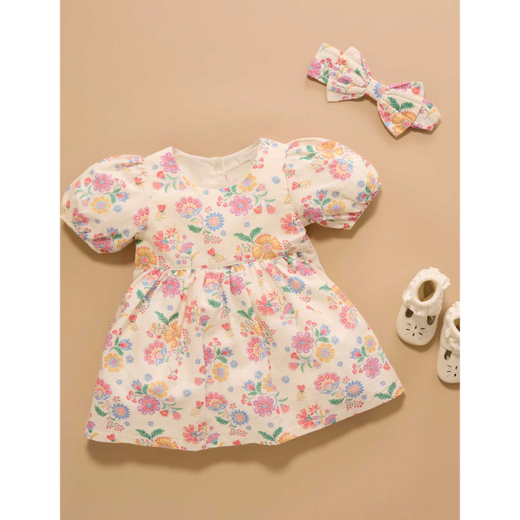 Purebaby Organic Mexican Floral Linen Blend Dress