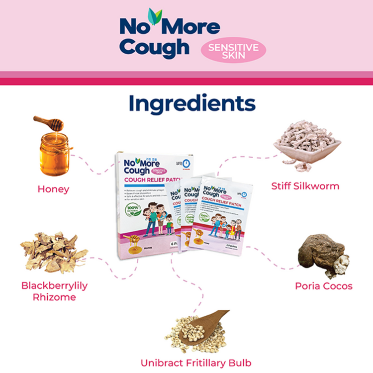 No More Cough Relief Patch (6's) - Sensitive Skin