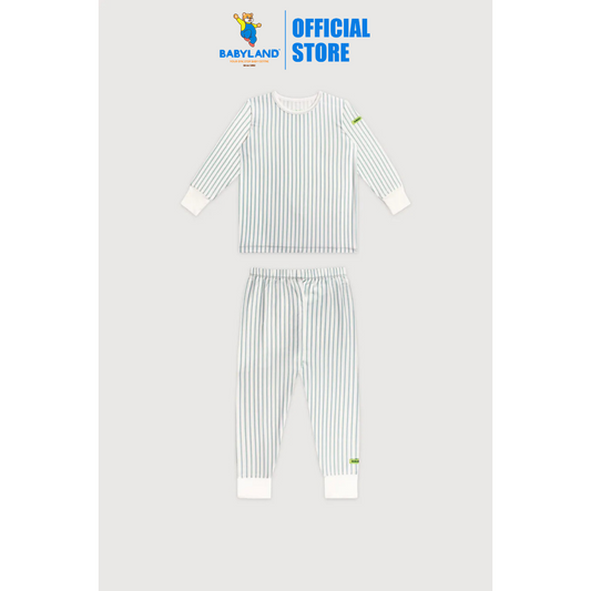 Hamako Tencel Micromodal Kids Long Set - Striped Aqua