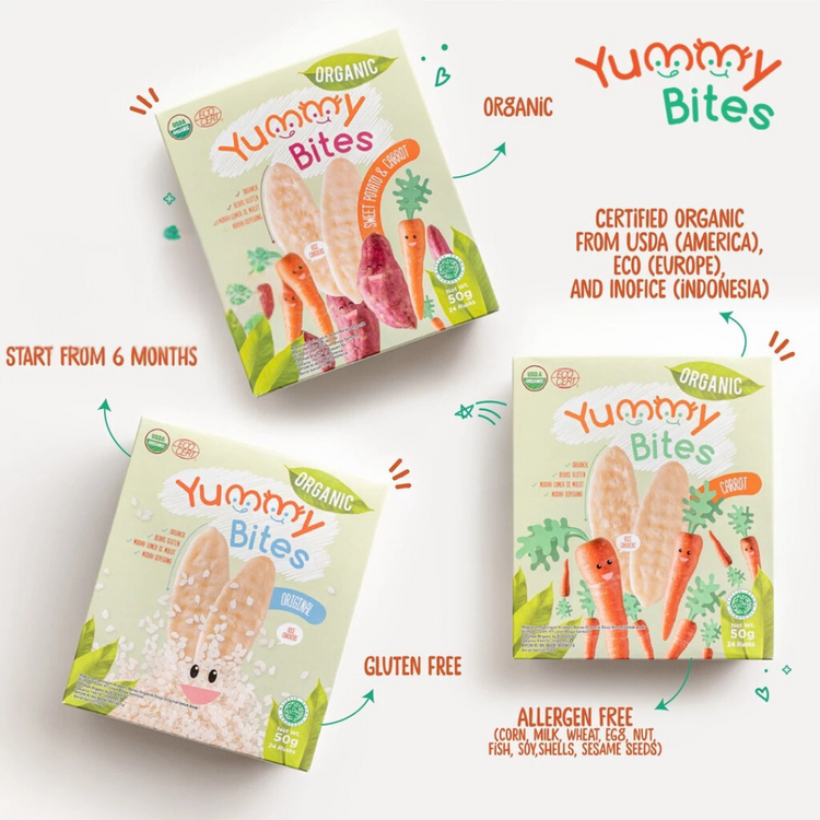 Yummy Bites Organic Rice Crackers 50g (7M+)