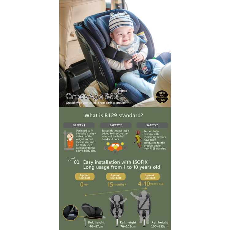 Combi Crossage 360 SL Isofix Convertible Car Seat (0-12yrs)