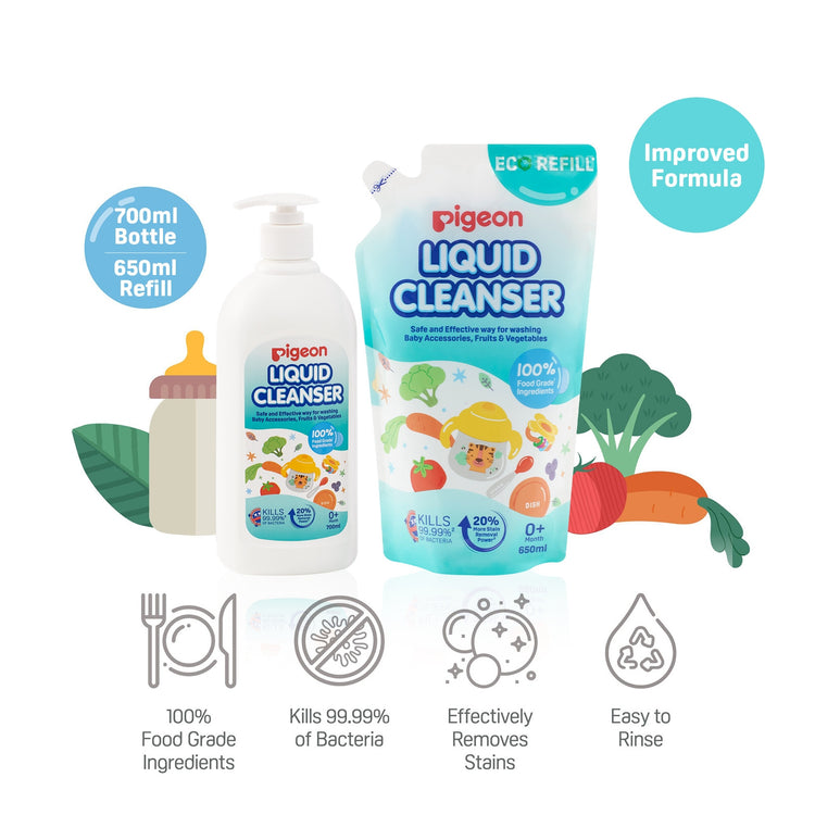Pigeon Liquid Cleanser Pack (700ml Pump + 650ml Refill)