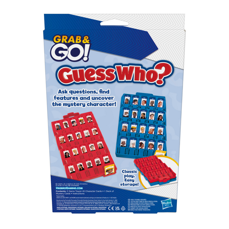 Grab and Go Guess Who? (6Y+) Original Guessing Game for Ages 6 and up, 2 Player Travel Game