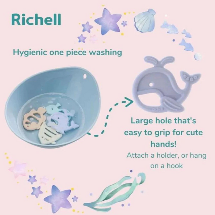 Richell Silicone Play Teether - 3m+ (Whale/Clownfish/Seahorse/Angelfish)
