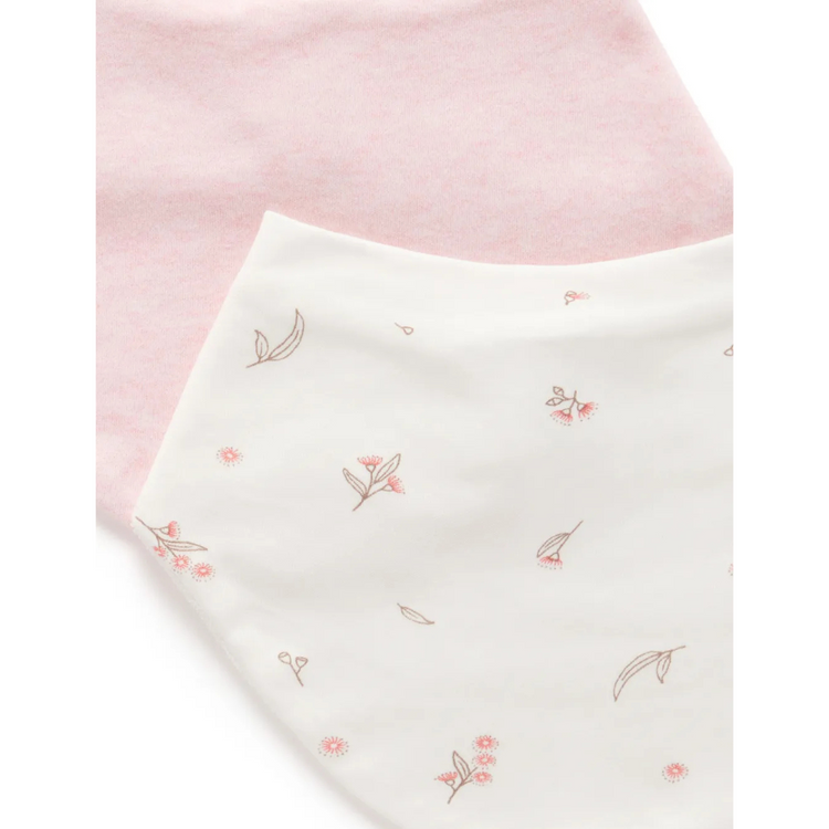 Purebaby Organic 2 pack Essential Dribble Bib - Vanilla Blossoom