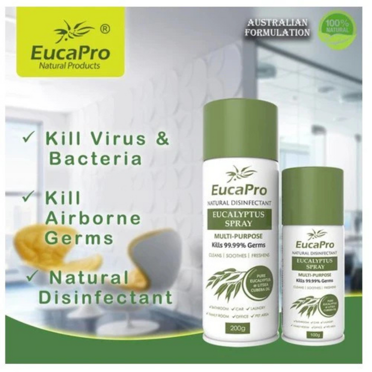 EucaPro Natural Eucalyptus Disinfectant Spray Value Pack (200g+100g)