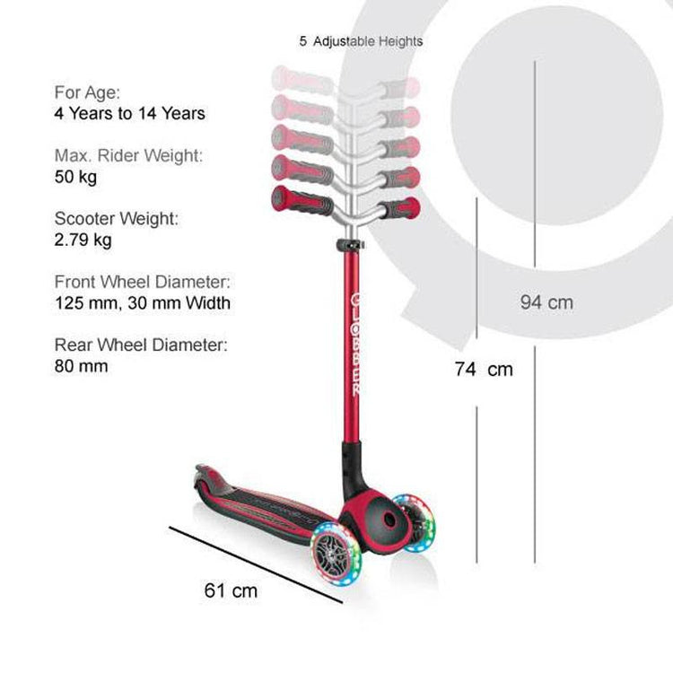 Globber Master Light Scooter Red (4-14yrs)