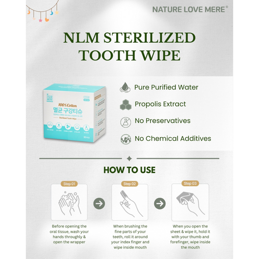 NATURE LOVE MERE Sterilized Tooth Wipe 30pcs (Cotton Fabric)