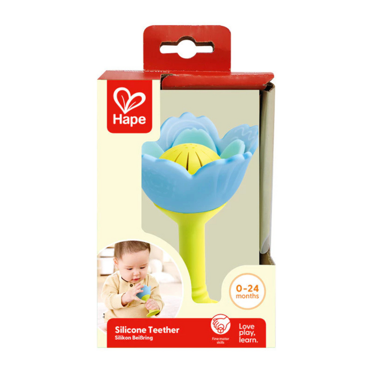 Hape 0138 Silicone Rattle & Teether Flower Blue (0m+)