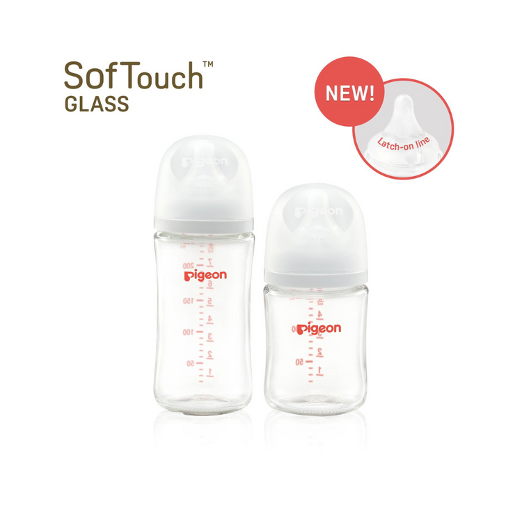 Pigeon SofTouch Wide-Neck Glass Nursing Bottle (160ml/240ml)