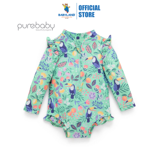 Purebaby Organic Long Sleeve Swimsuit - Toucan Frilly