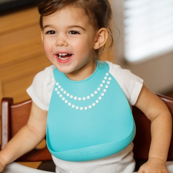 Make My Day Baby Bib - Tiffany Blue With Pearls