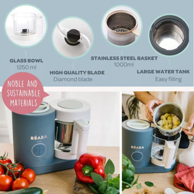 Beaba Babycook Neo Baby Food Processor Homemade Nutritious Healthy Food Steams, Blends, Defrosts and Reheats in 15mins