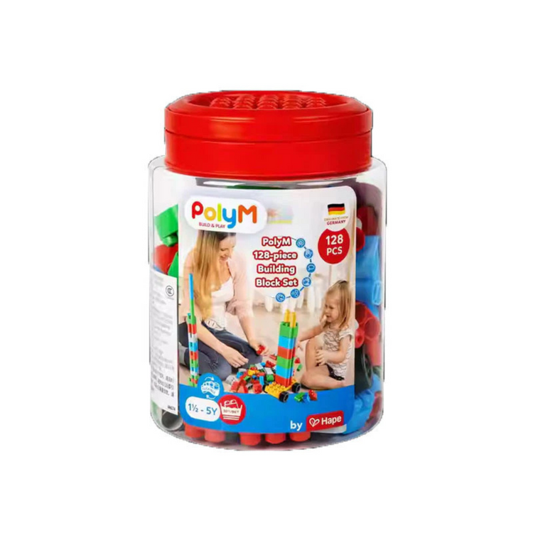 Hape PolyM 761815 128pcs - Building Block Set For Age 1.5 Years And Up