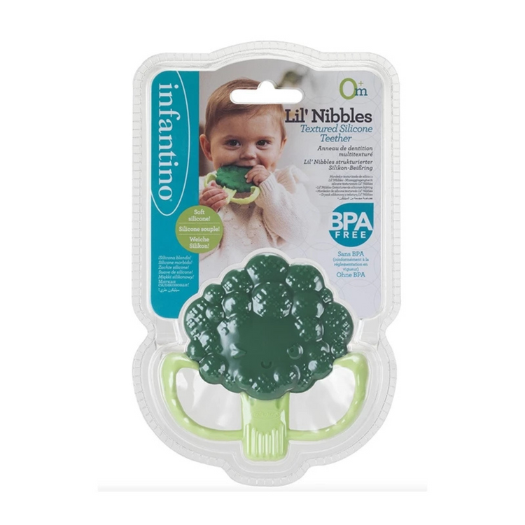 Infantino 316730 Lil Nibbles Textured Silicone Teether - Broccoli (0m+)