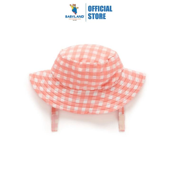 Purebaby Organic Broad Brim Swim Hat - Coral Gingham