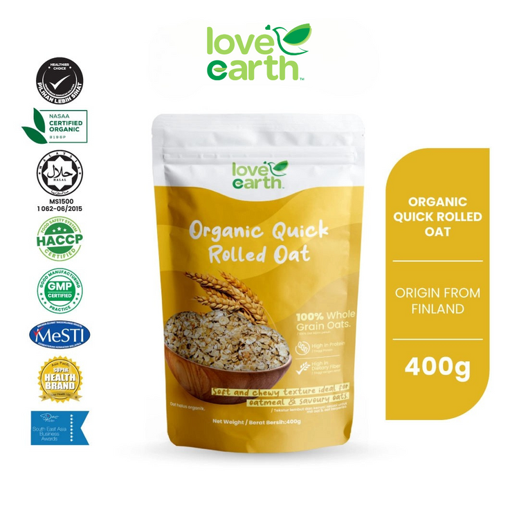 Love Earth Organic Quick Rolled Oat 400g