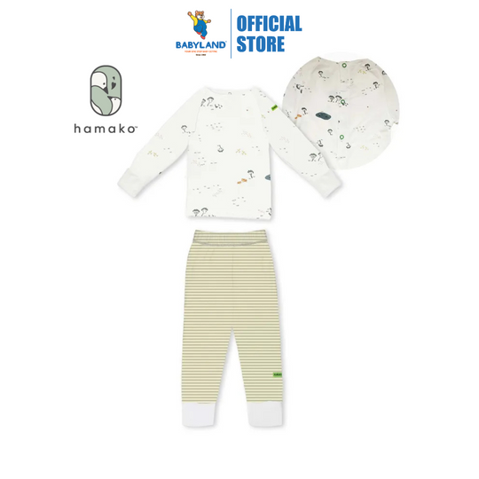 Hamako Tencel Baby Button Long Set Farmyard