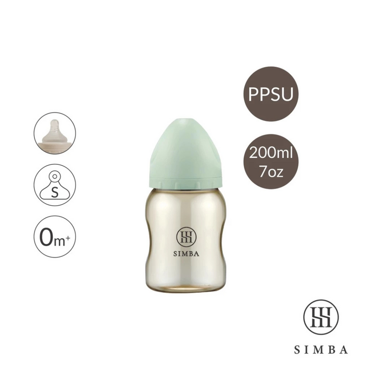 Simba allonge Newborn 200ml - PPSU Wide Neck Anti-Colic Feeding Bottle Round Hole S Teat