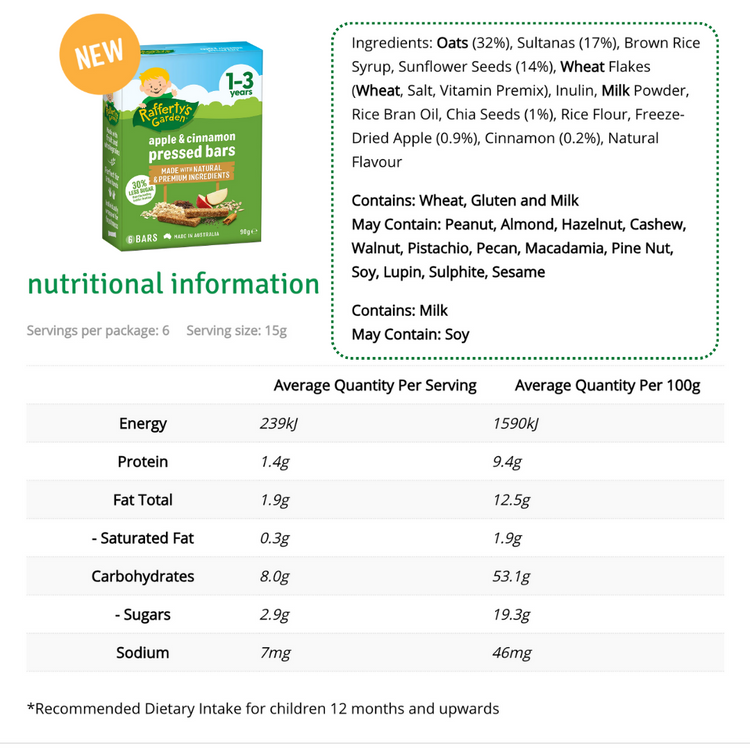 Rafferty's Garden Pressed Snack Bars 90g (12m+)