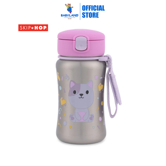 Skip Hop Besties Squad Stainless Steel Straw Bottle - Cat (12+ months)