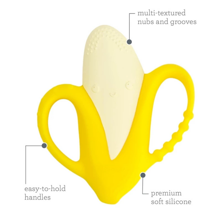 Infantino 316745 Lil Nibbles Textured Silicone Teether - Banana (0m+)