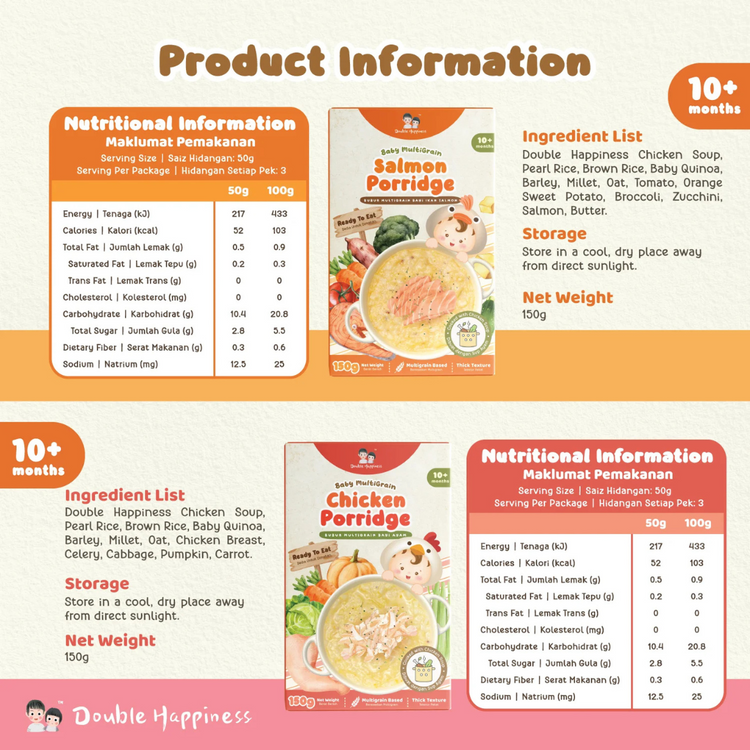 Double Happiness Baby Ready to Eat Porridge | Instant Porridge | Travel friendly food