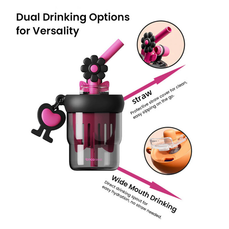 Cocosmile 8303 Coco Flower Tritan Cup 550ml - Black