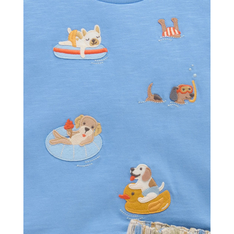 Purebaby Organic Baby Kids Floating Puppies Set - Ocean Print