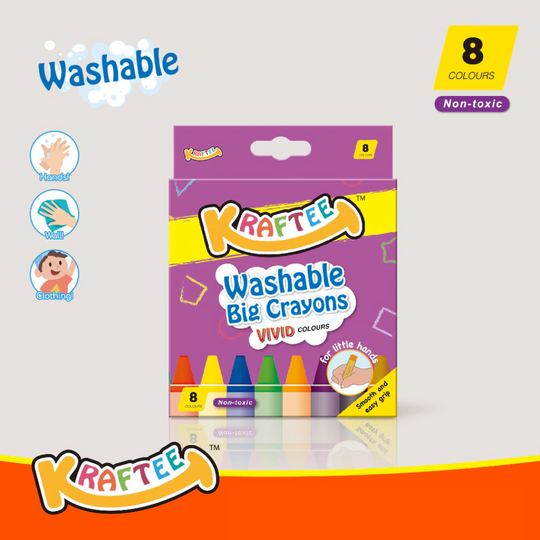 Kraftee 8CT Washable Big Crayons