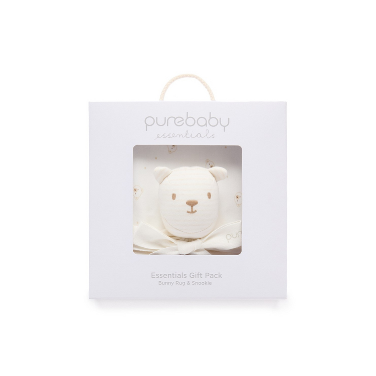 Purebaby Organic Vanilla Bear Bunny Rug & Snookie Pack
