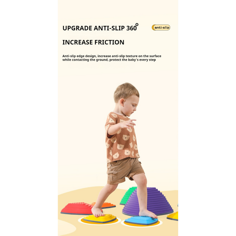 Gaabi Triangular Stepping Stone (9pcs) for Balance with Non-Slip Bottom - Exercise Coordination and Stability