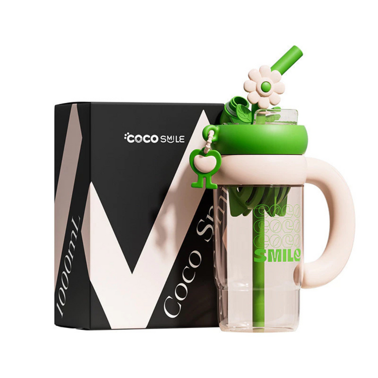 Cocosmile 8306 Flower Twirling Cup with Handle 1000ml - Pink Green