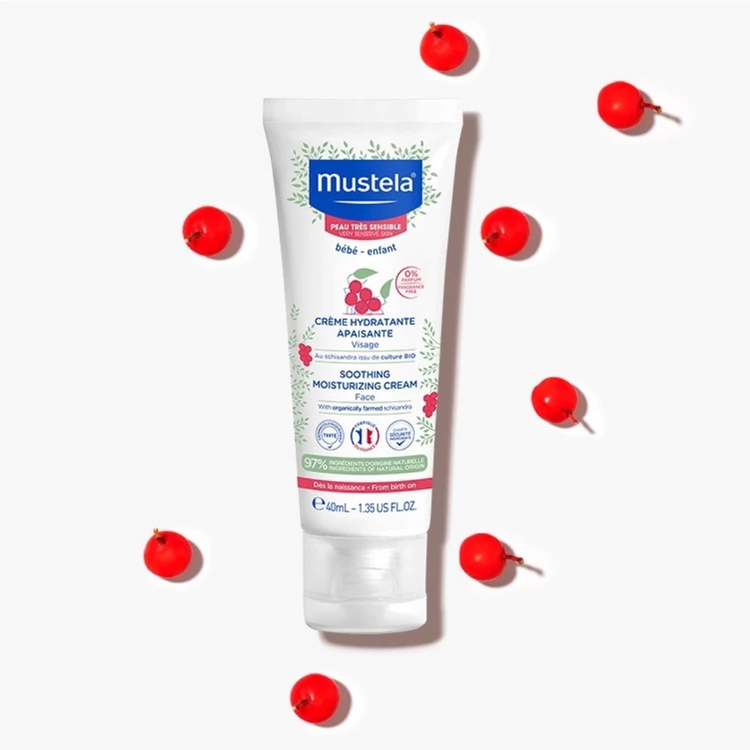 Mustela Soothing Moisturizing Cream Face With Organically Farmed Schisandra for Very Sensitive Skin (40ml)