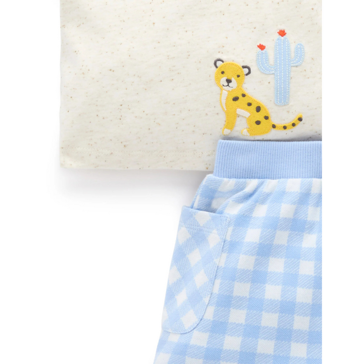Purebaby Organic Caribbean Gingham Short and Tee Set