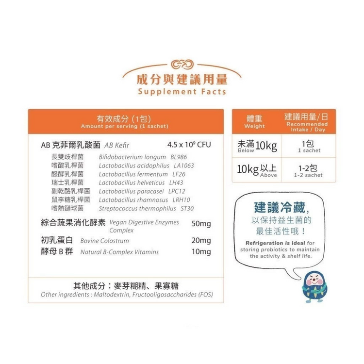 Maoup AB Kefir Probiotics Digestive Health Booster (30 sachets) for Cats & Dogs