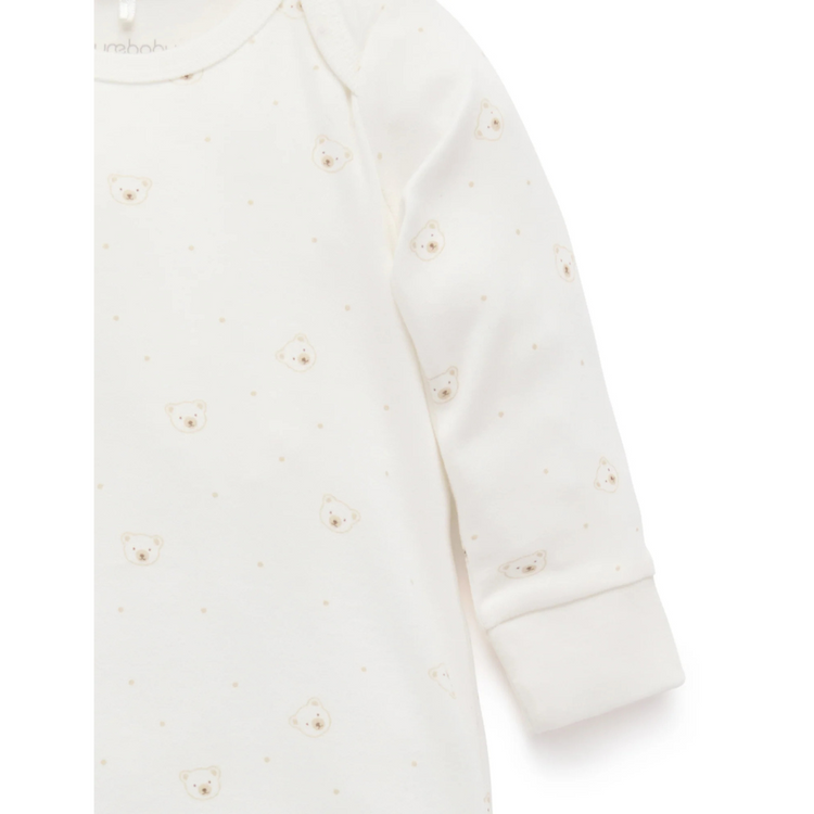Purebaby Organic Baby Sleepsuit - Vanilla Bear