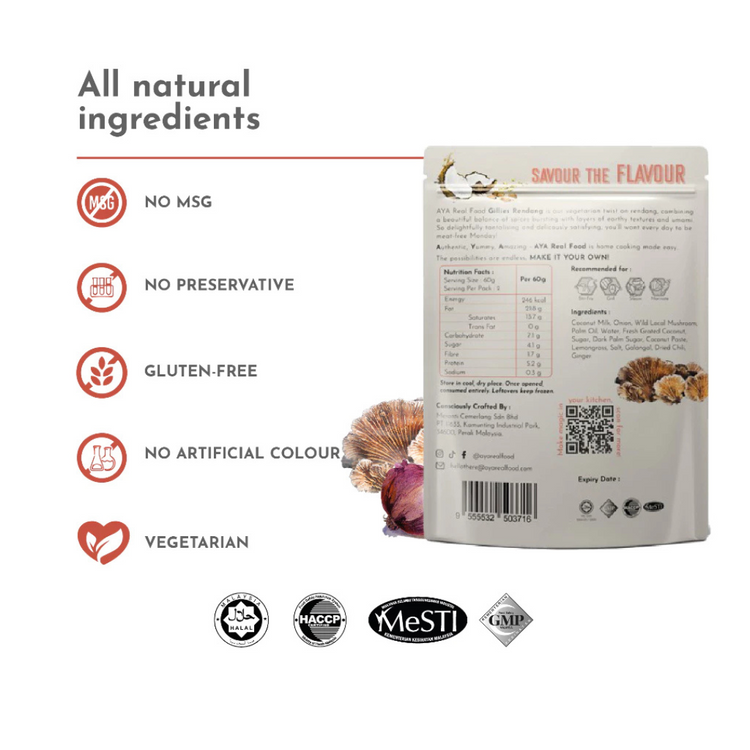 Aya Real Food Gillies Rendang (120g) | Premium Ready To Cook Paste - Halal Certified