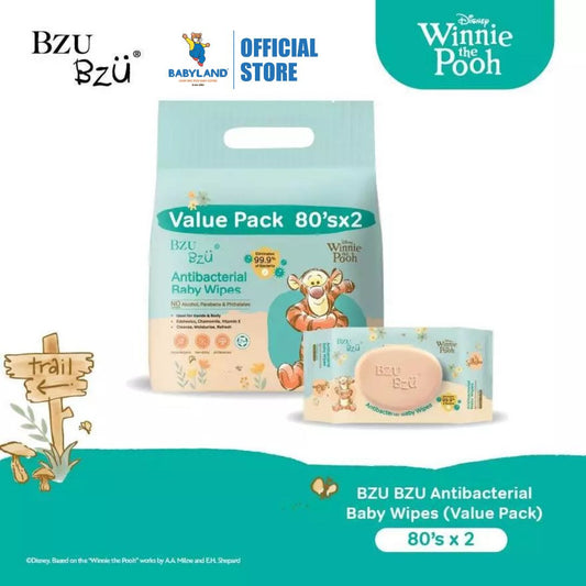 BZU BZU Antibacterial Baby Wipes Value Pack ( 80's x2 )