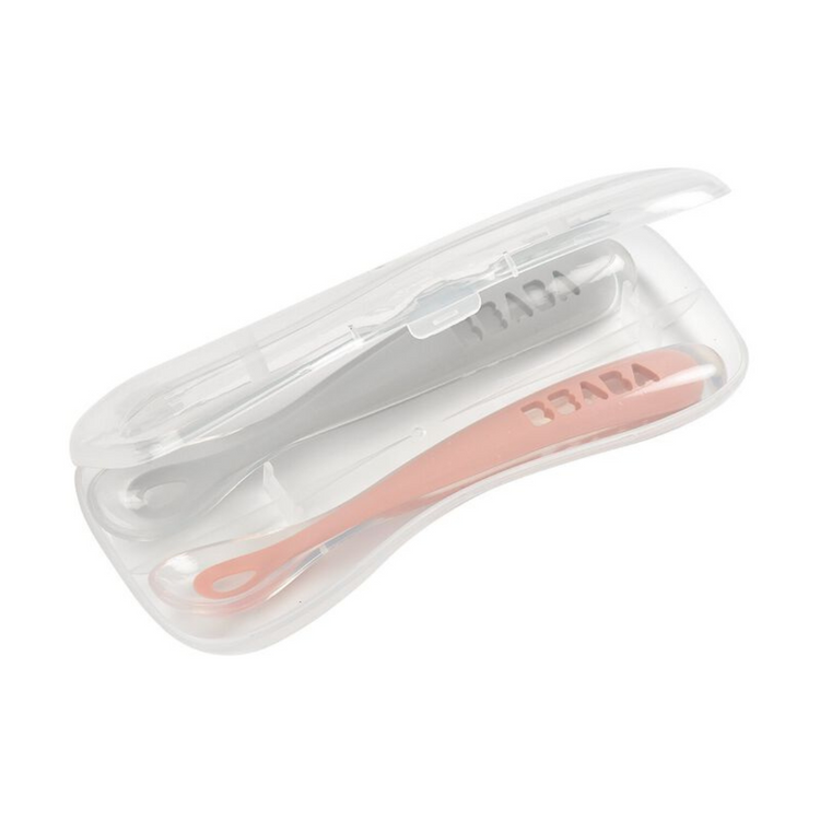 Beaba 1st Age Silicone Spoon Travel Twin Set (with Case)(4m+)