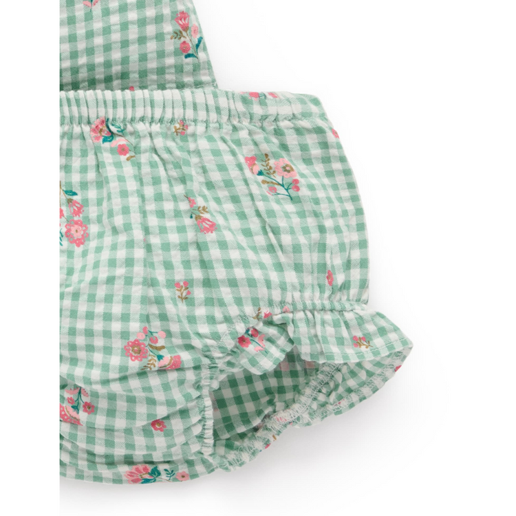 Purebaby Organic Frida Gingham Bloomer Set - Frida Print