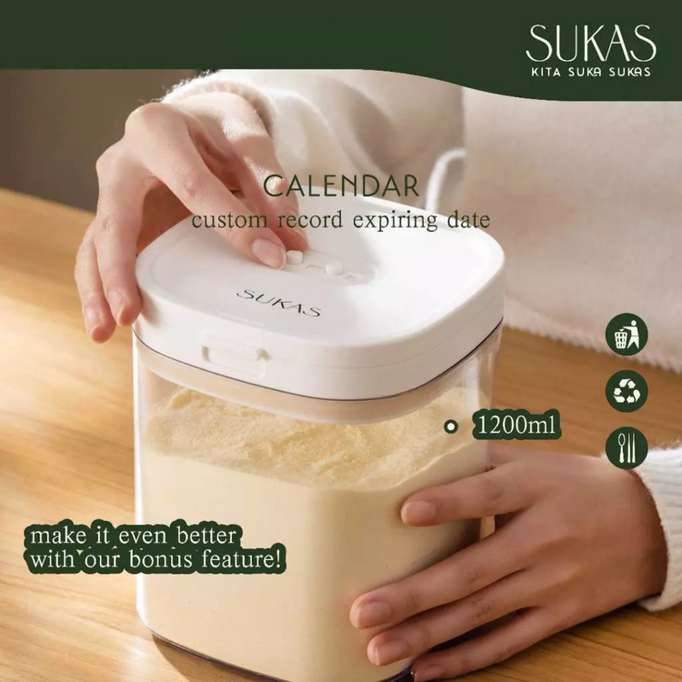 SUKAS Milk Powder Container Flip - Square Scraper & Date (1200ml)ย (800ml)