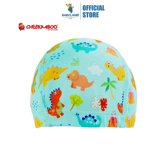 Cheekaaboo Protective Toddler Swim Cap UV Protection Spandex - Orange Dino (2-8yrs)