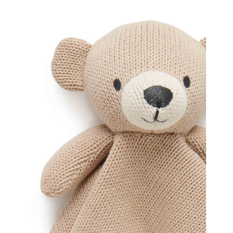 Purebaby Organic Camel Print Knitted Bear Comforter