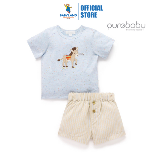 Purebaby Organic Taco Stripe Donkey Tee and Short Set