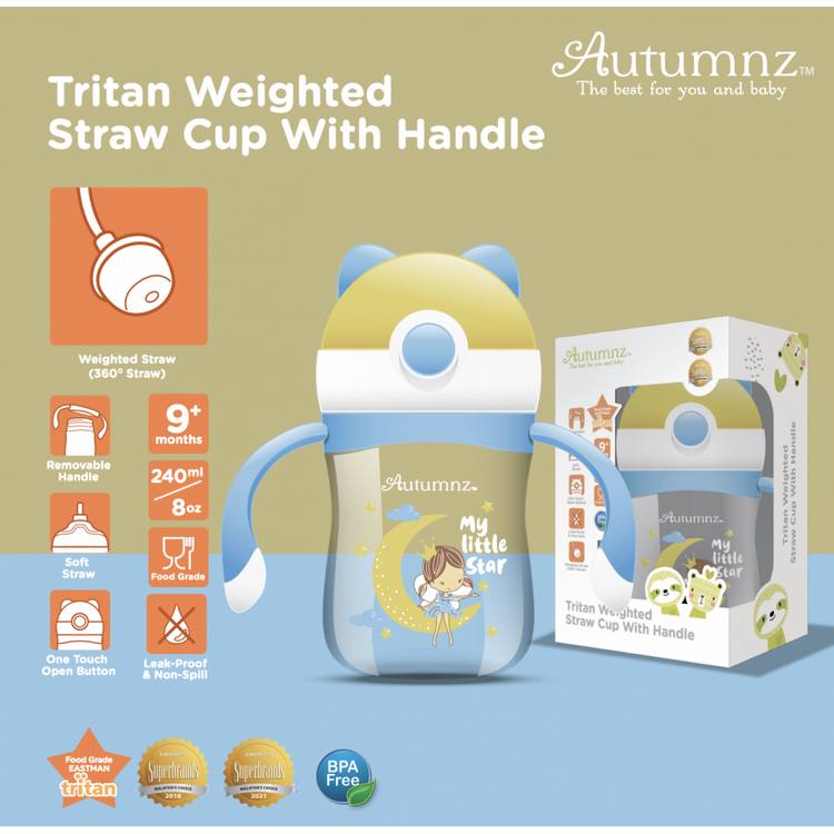 Autumnz Tritan Weighted Straw Cup with Handle 240ml