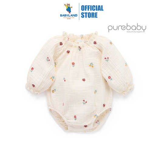 Purebaby Organic Forest Embroidered Bodysuit - Forest Broderie Print