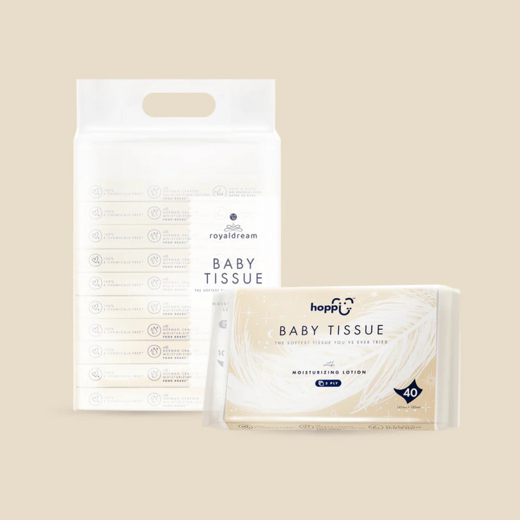 Hoppi RoyalDream Baby Tissue Bundle Pack (40 Wipes x 10 Packs) 100% 4 Chemicals-Free*